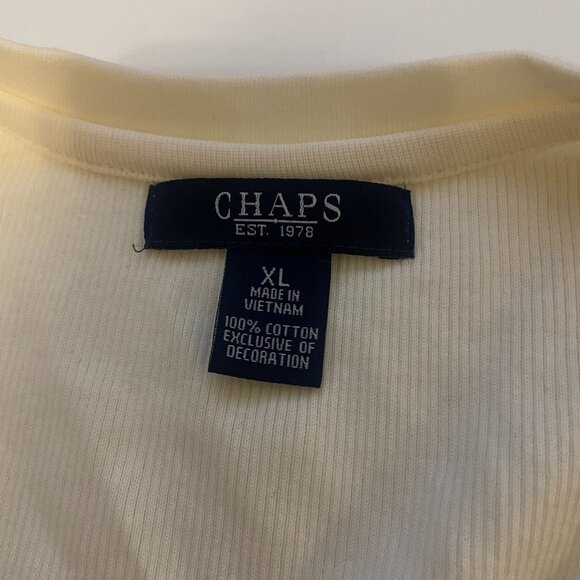 Chaps Yellow Lace Henley Cotton Quarter Sleeve Top Size XL Pastel Comfy - Picture 5 of 7